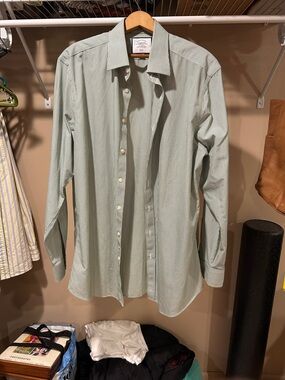 Charles Tyrwhitt Green Pinstripe Dress Shirt